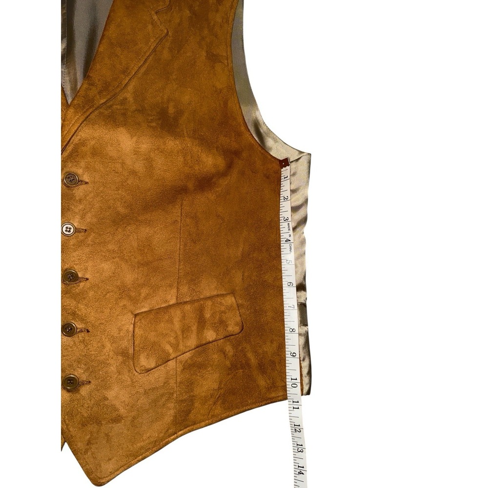 Bullock & Jones Suede Leather Vest Mens‎ Large Button Up Tuxedo Equestrian VTG - Picture 6 of 15